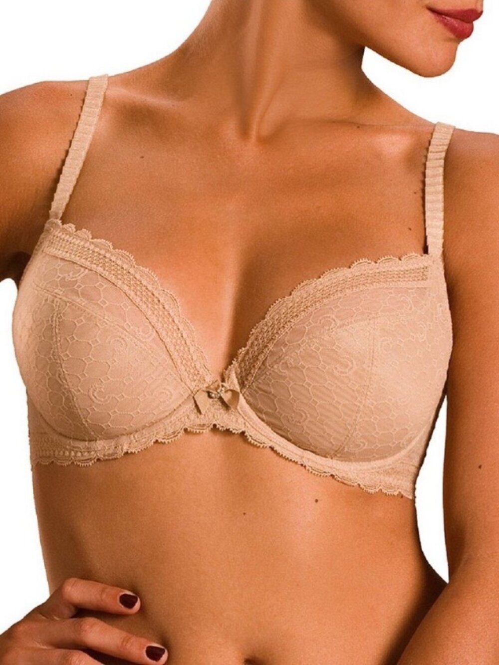 Chantelle C36410 Nude Underwire C Chic Lace Unlined Underwire Beige Bra 30DD NWT